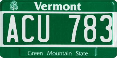VT license plate ACU783