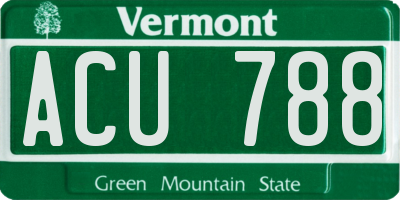VT license plate ACU788