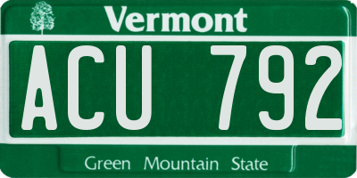 VT license plate ACU792