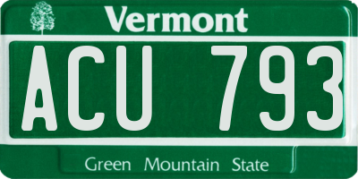 VT license plate ACU793