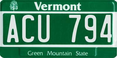 VT license plate ACU794