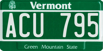 VT license plate ACU795