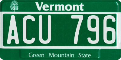 VT license plate ACU796