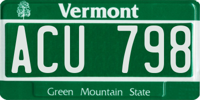 VT license plate ACU798
