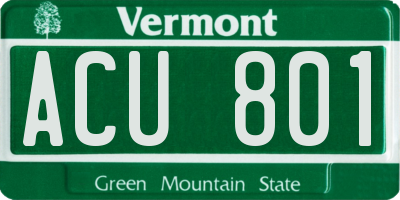 VT license plate ACU801