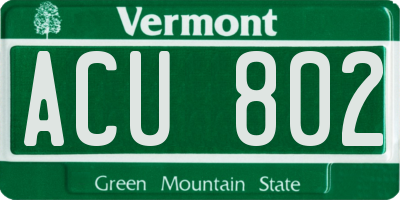 VT license plate ACU802