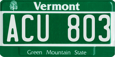 VT license plate ACU803
