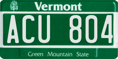 VT license plate ACU804