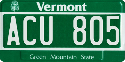 VT license plate ACU805