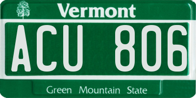 VT license plate ACU806