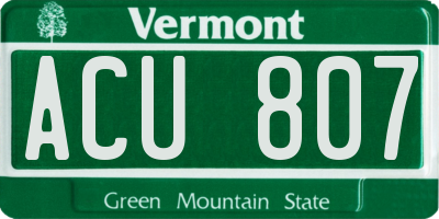 VT license plate ACU807