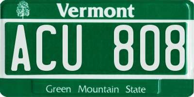 VT license plate ACU808