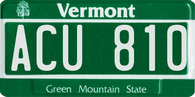 VT license plate ACU810