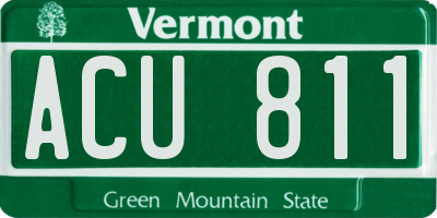 VT license plate ACU811