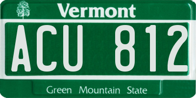 VT license plate ACU812