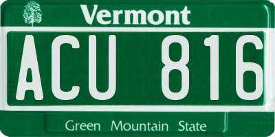 VT license plate ACU816