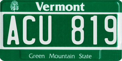 VT license plate ACU819