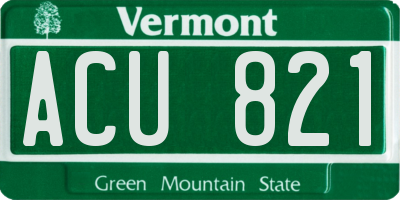 VT license plate ACU821