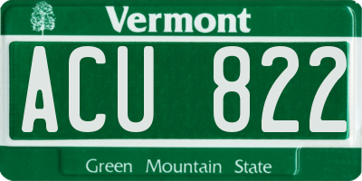 VT license plate ACU822
