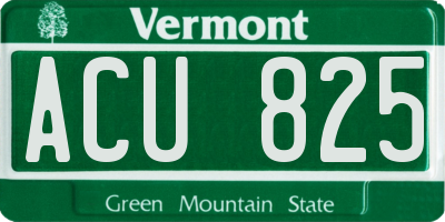 VT license plate ACU825