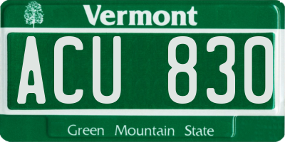 VT license plate ACU830