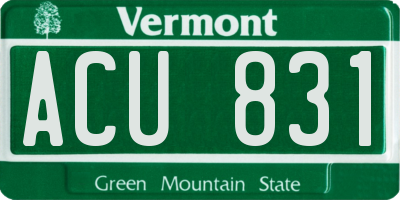 VT license plate ACU831