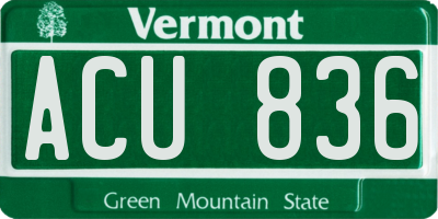 VT license plate ACU836
