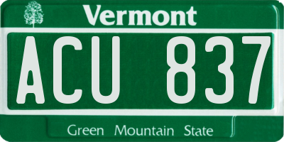 VT license plate ACU837
