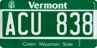 VT license plate ACU838