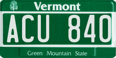 VT license plate ACU840