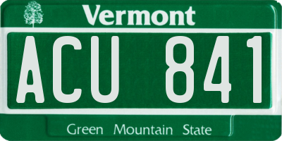 VT license plate ACU841