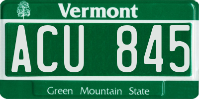 VT license plate ACU845