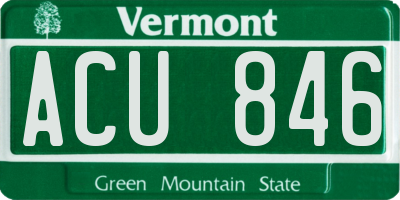 VT license plate ACU846