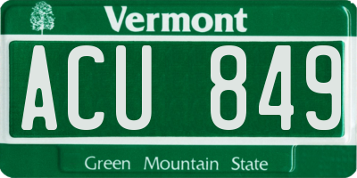 VT license plate ACU849