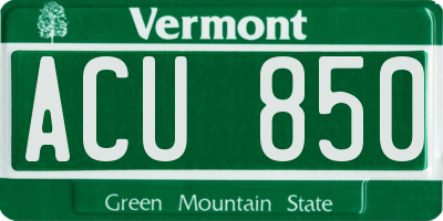 VT license plate ACU850