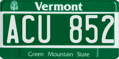 VT license plate ACU852
