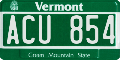VT license plate ACU854