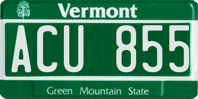 VT license plate ACU855