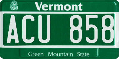 VT license plate ACU858