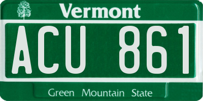 VT license plate ACU861