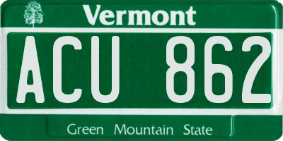 VT license plate ACU862