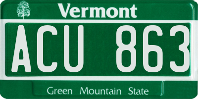 VT license plate ACU863