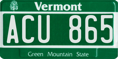 VT license plate ACU865