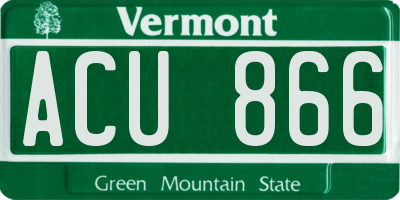 VT license plate ACU866