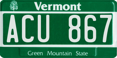 VT license plate ACU867