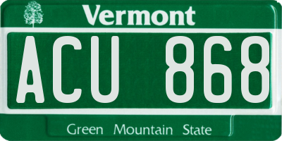 VT license plate ACU868