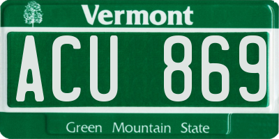 VT license plate ACU869
