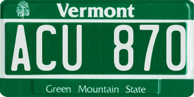 VT license plate ACU870