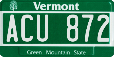 VT license plate ACU872
