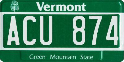 VT license plate ACU874